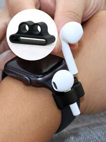 Watchband Anti-Lost Silicone Earphone Holder Compatible With Airpods - Black - View 1