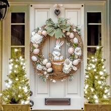 1pc Easter Rabbit & Easter Egg Door Curtain, Suitable For Indoor And Outdoor Use, Modern Design Perfect For Home And Party Decoration (Door Decor Not Included), 2D Design - Multicolor - View 4