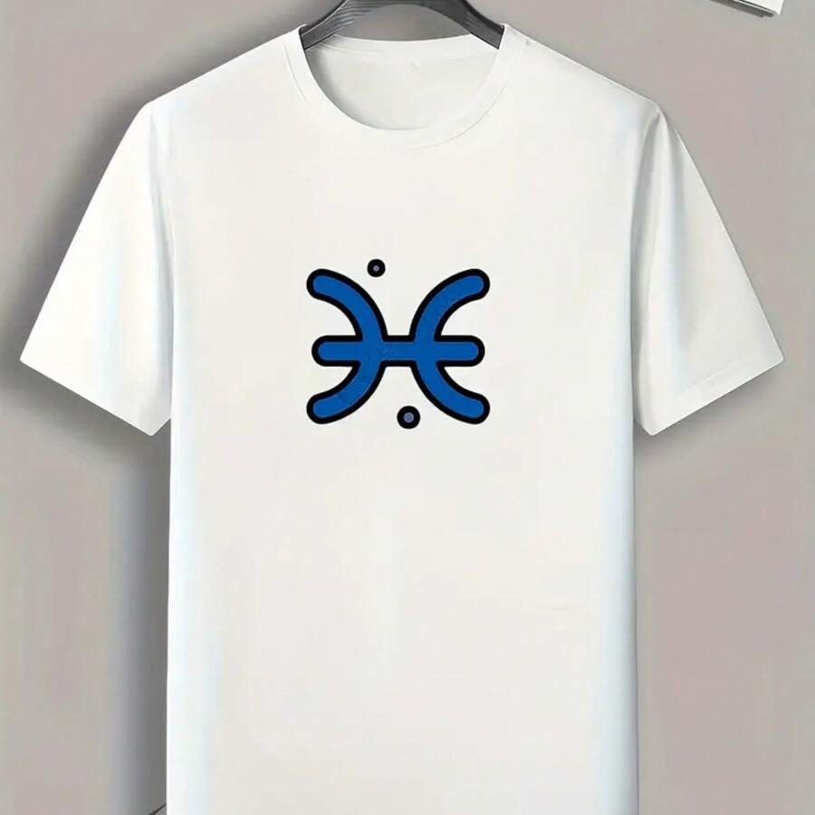 Pisces Print, Men's Tr-Endy Comfy T-Shirt, Active Slightly Stretch Breathable Tee For Outdoor Summer