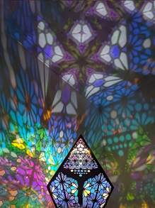 1 buah Lampu Malam LED Gaya Bohemian - Bertenaga USB, Proyeksi Langit Berbintang 3D, Pola Geometris Berwarna-warni, Efek Pencahayaan Multi-Warna Dekoratif, Cocok untuk Kamar Tidur, Ruang Tamu, Suasana Pesta, Tidak Membutuhkan Baterai, Dekorasi Ruang Tamu | Proyeksi Berwarna-warni | Desain Energik, Lampu Dinding Kamar Tidur (Catatan: Bahan Plastik. Harap jemur di tempat berventilasi selama 1-3 hari setelah pembelian) - MultiWarna - View 3