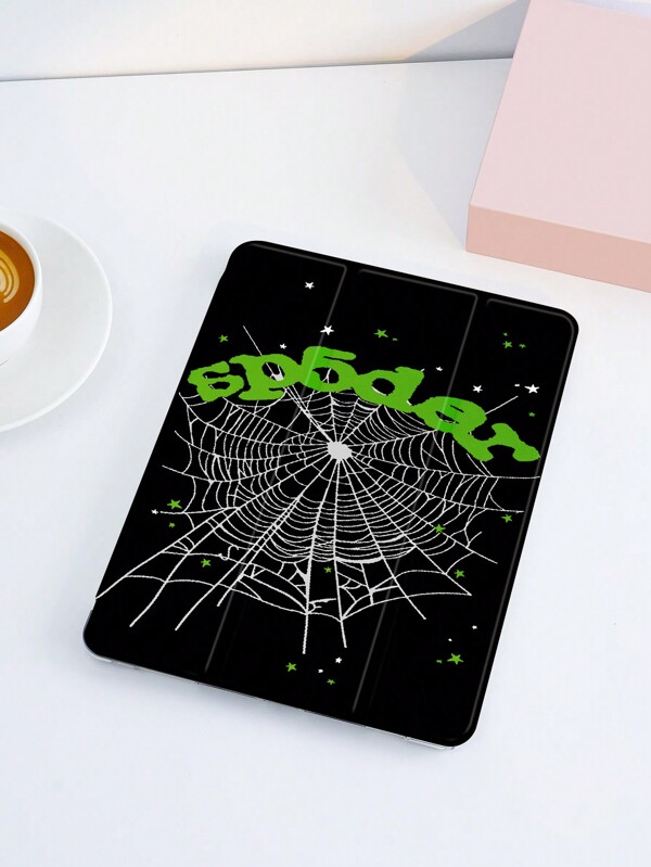 1pc Spider Web & Star Pattern Tablet Protective Case, Compatible With IPad 10.2", IPad Pro 11" 2021/2020/10th Gen, IPad Mini 4/5/6, Galaxy Tab A8 10.5" 2022, Matepad 10.4"/Tab, With Pencil Slot, Anti-Fall, Tablet Stand Case