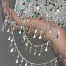 1m Layered Rhinestone Copper Chain, Water Drop Shape Chains, DIY Jewelry Accessories For Necklace, Bracelet, Wholesale