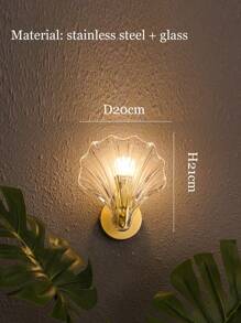 1PC Clear/Amber Color Shell Wall Sconce With Glass Body And Free Bulb, Suitable For Bedroom, Room, Living Room, Corridor Aisle, Bedside Table, Office, Cafe, Halloween, Christmas, New Year, Easter, Ramadan, Etc. Decorative Ambient Wall Sconce