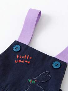 mini bala Váy thêu dây đeo cho bé gái, phong cách bóng bay dễ thương, trang phục mùa xuân cho bé - Denim xanh vừa - Xem 6