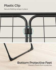 SONGMICS Clothes Airer, Foldable Clothes Drying Rack, Clothes Horse With Gullwings, Free-Standing Laundry Rack, Indoor Outdoor Use, Bed Linen Clothing, Black - 黑色 - 查看 5