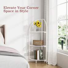 Local Shipping  Crofy Foldable 5 Tier Corner Shelf, Metal Corner Plant Stand With White Frame And Transparent Shelves, Corner Display Rack Multipurpose Shelving Unit For Living Room, Bedroom, Bathroom