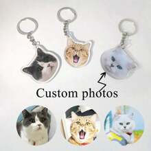 1pc Customized Acrylic Photo Keychain, Personalized Pet/Portrait Picture Keyring Pendant, Backpack Charm, Suitable As Customized Gift,Durable,Engraved,Stainless,Colorful,Cute,Adorable,Funny,Kawaii,Y2K,Stylish,Unisex,Casual,Custom,Personalized,Unique,Customized,Ideal Gifts For Him,Ideal Gifts For Her,Her,Boyfriend,Girlfriend,Family,Friends