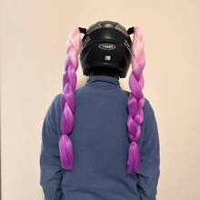 2 PCS Wig Braid For Helmet Decoration, Helmet Braids With Suction Cup And Double-Sided Tape, Motorcycle Helmet Wig Braid, Many Colors Bicycle Helmet Braids Hair Tails (Helmet Not Included) - Multicolor - View 7