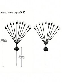 太阳能花园灯 - 全新升级太阳能摇曳灯，6/8/10LED 风摇灯，太阳能户外灯，庭院露台小路装饰，高柔韧性铁丝和重型灯泡底座，暖白色