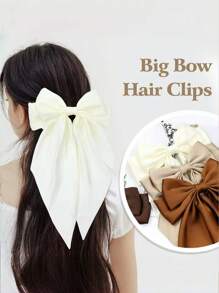 4 chiếc kẹp tóc nơ satin lớn, đuôi dài màu nâu, kẹp tóc nơ thanh lịch, kẹp tóc kiểu Pháp, phụ kiện hàng ngày cho nữ, thích hợp cho các dịp lễ, quà tặng ngày Valentine, trang trí ngoài trời, kẹp càng cua, đồ dùng học tập, phụ kiện tóc, phụ kiện đội đầu, ghim cài tóc - Nhiều màu - Xem 2