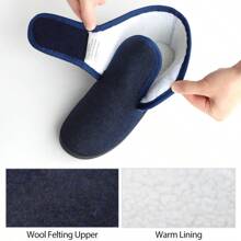 TIESTRA Mens Slipper Boots Warm Felt Slippers Wide Fit Winter Cosy Fur House Shoes Non Slip For Indoor & Outdoor - Blue - View 3