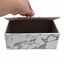 Futchoy Caja de pañuelos de color mármol, Caja de pañuelos cosméticos, Portapañuelos, Organizador de pañuelos, Regreso a la escuela - Gris - Ver 6