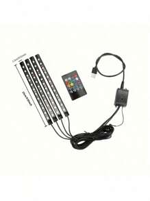 1pc Wireless Remote Control Car Ambient Lighting, Romantic Multi-Color Adjustable Interior Decor Light Strip, Easy Installation, Holiday Gift