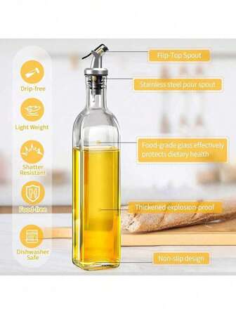 1 pieza Dispensadores de aceite, botella de cristal para aceite de oliva, dispensador de salsa de soja y vinagre, utensilios de cocina, accesorios de cocina