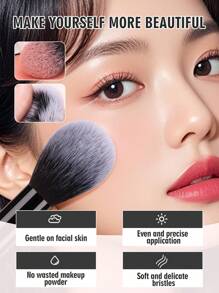 15 Stücke/Set Profi Make-up Pinselset, 12 Stücke Make-up Pinsel + 2 Stücke Make-up Schwämme + 1 Stück Puder Puschel, Reisefreundlich