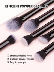 15 Stücke/Set Profi Make-up Pinselset, 12 Stücke Make-up Pinsel + 2 Stücke Make-up Schwämme + 1 Stück Puder Puschel, Reisefreundlich