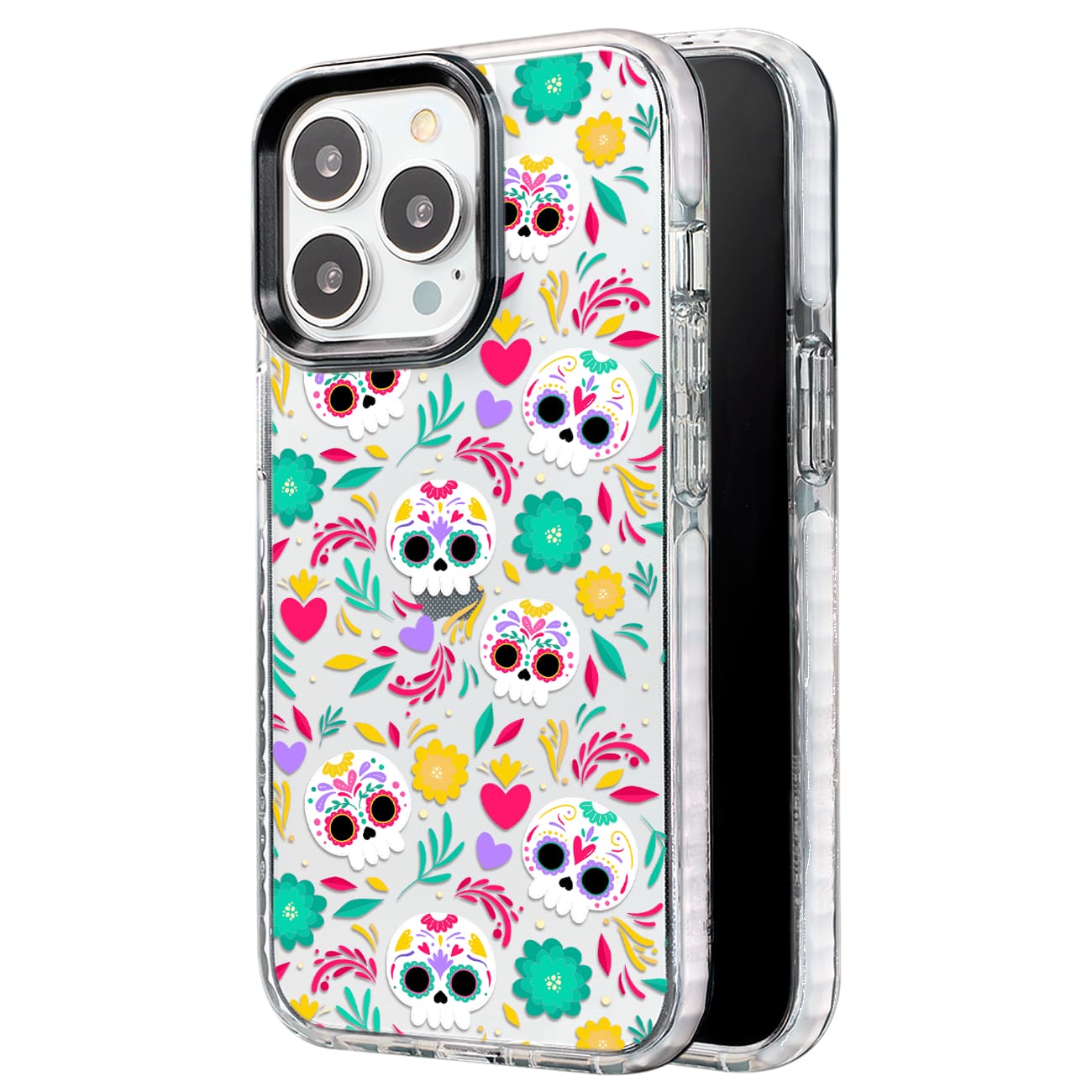 INSTACASE Compatible With IPhóne Case Skull Pattern IPhóne Protector Skull Pattern, Lele Flowers IPhóne Case, IPhóne Case For Women, Shockproof TPU. - White - View 1