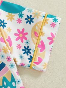 Girls 2PCS Sets Short Sleeve Lapel Button Up Dount/Clover/Egg/Leopard Heart Print Shirt Shorts