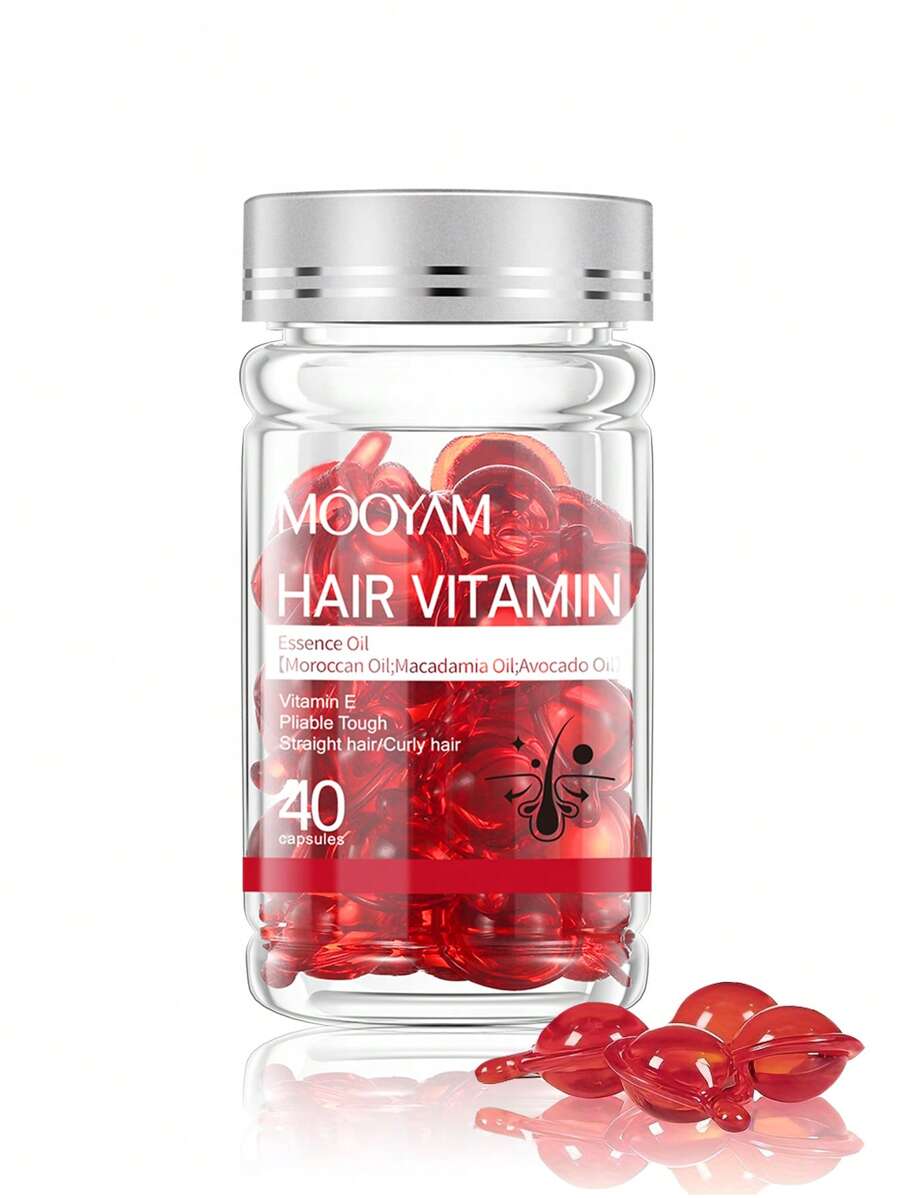 40 Capsules Hair Treatment Serum, Hair Vitamins Serum Capsule, Enriched With A C E Pro B5, Moroccan Macadamia Avocado Oils, Nourish Hair, Treat Split Ends, Dry And Rough Hair, Make Your Hair Smootherconditioner For Women & Men, No Rinse And  For All Hair - Đỏ - Xem 1