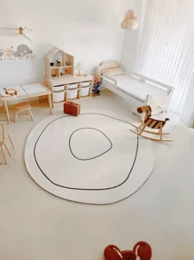 A Luxury Imitation Cashmere Round Rug, Soft And Fluffy, Suitable For Living Room And Bedroom Decoration, Non-Slip, Striped Design Rug