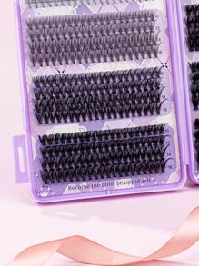 640片D型卷翘睫毛嫁接套装，30D/40D/50D睫毛簇，5-16mm混合单根睫毛，包含睫毛胶水、封层液、卸妆液、镊子，适合DIY睫毛嫁接 - 黑色 - 查看 7