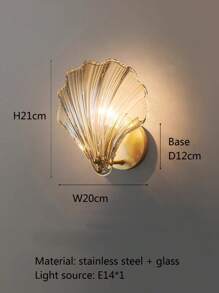 1PC Clear/Amber Color Shell Wall Sconce With Glass Body And Free Bulb, Suitable For Bedroom, Room, Living Room, Corridor Aisle, Bedside Table, Office, Cafe, Halloween, Christmas, New Year, Easter, Ramadan, Etc. Decorative Ambient Wall Sconce