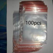 100 个透明 PE 自封塑料袋，厚度 8mil，各种尺寸，带白色或红色边框，适用于储存干货、日用品、防尖锐物体、日常礼品包装 - 彩色 - 查看 9