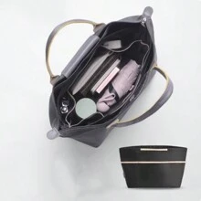 Organizador de bolsa, bolsa interna leve de cor sólida, bolsa de cosméticos de grande capacidade, mulheres