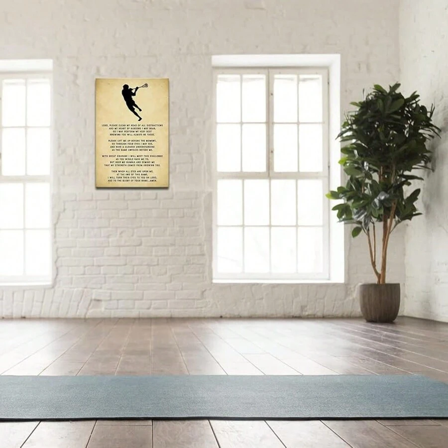 Lords Prayer Wall Art Lacrosse Poster Framed Sports Quotes Wall Decor Vintage Canvas Art Painting Lord Prayer Picture For Boy Room Framed - Black and White - View 1