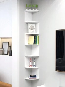 1pc Creative Wall-Mounted Storage Shelf, Triangular Corner Hanging Rack, Multiple Layers Half-Circle Shelves, Suitable For Living Room, Study, Bedroom Corner Wall Decor