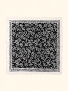 1 件女士时尚奢华几何缎面印花头巾 - 01-黑白 - 查看 5