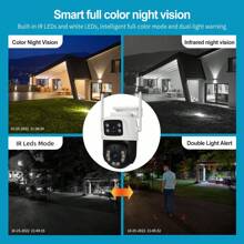 Telecamera di sicurezza intelligente 8MP 4K, Ultra HD, doppio obiettivo, visione a 360°, resistente agli agenti atmosferici, visione notturna, allarme vocale, rilevamento intrusioni per la sicurezza di tutta la casa e il monitoraggio esterno
