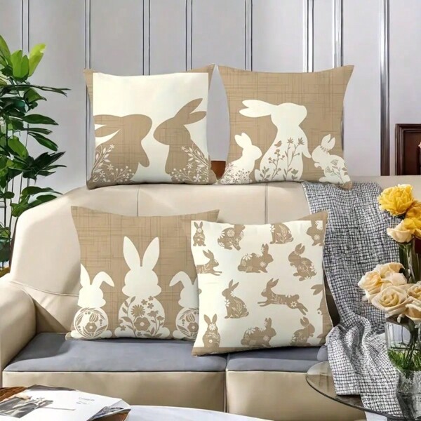 1 pezzo Federa decorativa per cuscino di Pasqua con coniglietto, decorazione per camera da letto e divano
