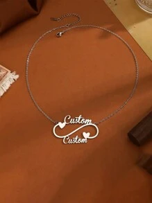 Elegant Custom Double Name Heart Pendant Necklace - Personalized Stainless Steel Chain Suitable For Casual Wear - Perfect Gift For Couples And Friends