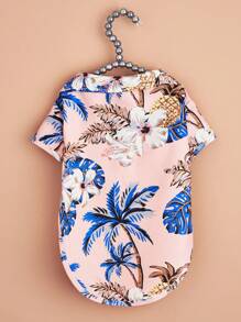 Camisa hawaiana para mascotas (gato/perro) de Hawái, top de solapa delgada con botones, para primavera, verano y otoño