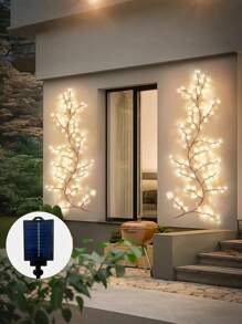 1 件太阳能藤条灯，96LED 人造树枝灯，带 8 种照明模式，适用于户外、庭院、露台、花园、情人节、露营、阳台墙壁装饰 - 棕色 - 查看 6