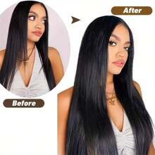 7pcs LuxeHair Remy Human Hair Clip-In Extensions, Straight Black, Fashionable Clip Extensions For Women, Soft And Natural Hairpieces - S1B - 查看 3