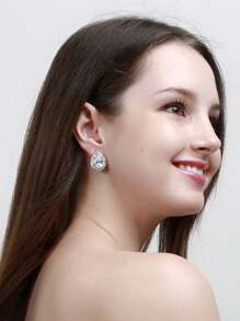 1 Cặp khuyên tai kẹp hình giọt nước lớn bằng đá Cubic Zirconia lấp lánh không xỏ khuyên, trang sức đính đá CZ hình giọt nước mạ bạc cho lễ đính hôn, đám cưới, cô dâu, tiệc, tiệc tùng, vũ hội, cuộc thi sắc đẹp, phụ nữ, cô dâu, phù dâu, phụ kiện chất lượng cao - trắng - Xem 5