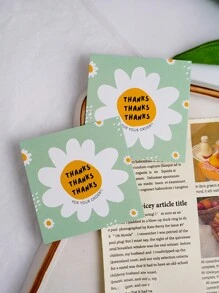 50张粉色迷你感谢卡，花卉简约设计，方形纸卡，适用于订单和商务用途，感谢卡，生日礼物，贺卡，特色商品，母亲节礼物 - 彩色 - 查看 6