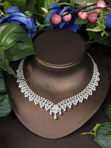 1 Set Luxury Cubic Zirconia & Floral Decor Jewelry Gift Set, Ideal For Women Anniversary