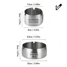 5 piezas Set de ceniceros de acero inoxidable a prueba de viento, personalizado con grabado láser, adecuado para promociones de eventos, regalos corporativos, fiestas de boda y cumpleaños, picnic y camping, decoración para jardín, bar, restaurante, cafetería, regalo ideal para familia, pareja, compañero de trabajo