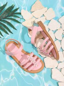 1 Pair Sweet Girls Pearl Flower Decor Holiday Sandals