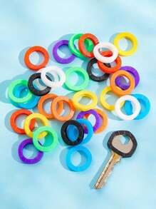 20pcs Colorful Silicone Elastic Key Covers, PVC Waterproof Key Protectors, Key Organizers & Identifiers, Key Chain Accessories (Random Colors) - one-size - View 13