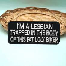 白色文字刺绣补丁和熨烫背衬可缝制 - 黑色 - 查看 11