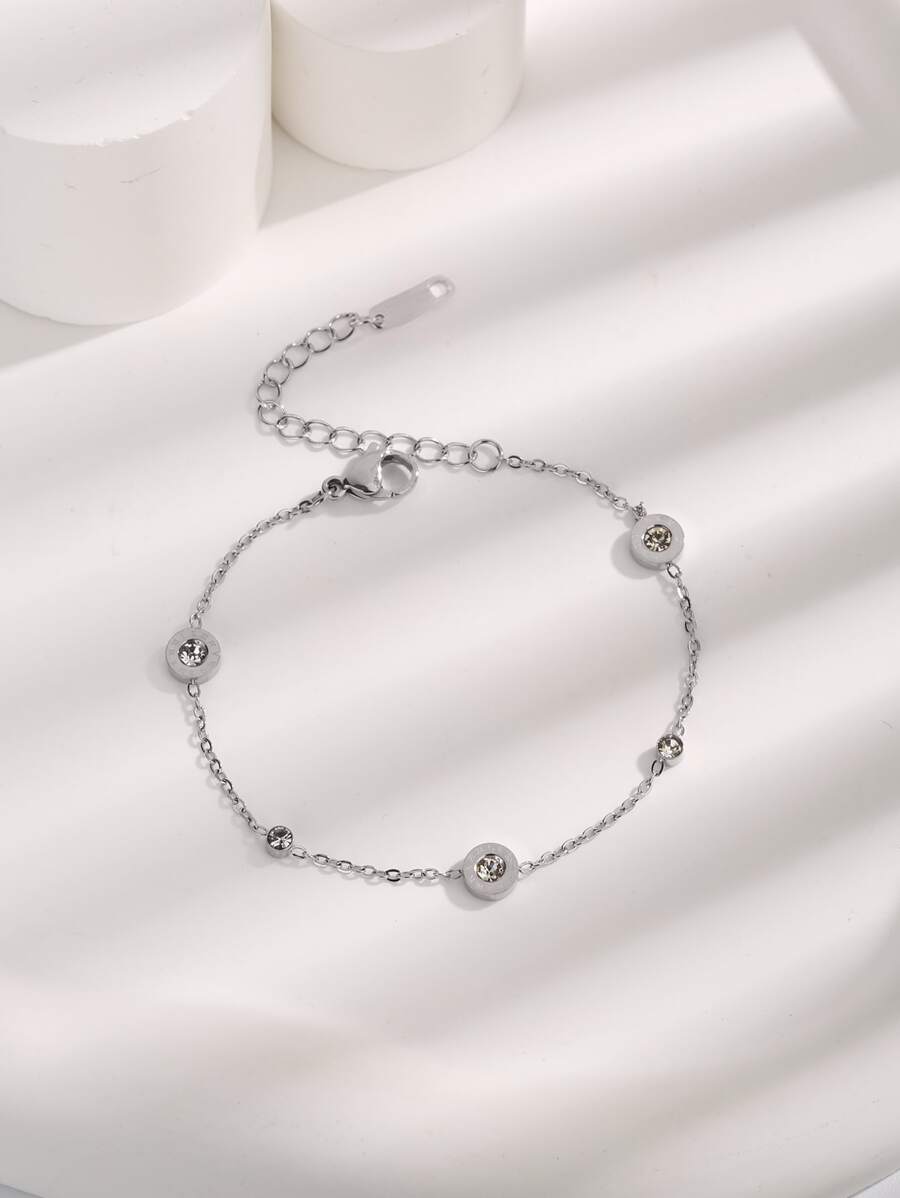 Minimalism Roman Numeral Circular Bracelet For Women - Silver - View 1