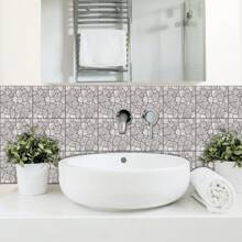 10pcs/20pcs Self-Adhesive PVC Matte Gray Stone Pattern Wall Stickers, Wall Paper, Tile Stickers For Home, Kitchen, Living Room, Bathroom, Bedroom Decor Floor Tiles Flooring Floor Tiles Self Adhesive Floor Tiles Peel Stick Floor Living Room Decor Home Decor - Dark Grey - View 6