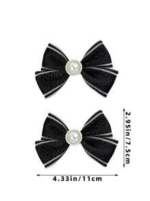 2 件装女士黑色超大珍珠蝴蝶结发夹，百搭日常休闲配饰，适合通勤、聚会、生日、郊游、赠送好友 - 彩色 - 查看 5
