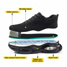 GUYISA Black Safety Shoes, Lightweight Anti-Crush Anti-Puncture Work Shoes, Functional Sports Style For All Seasons - Black - View 5