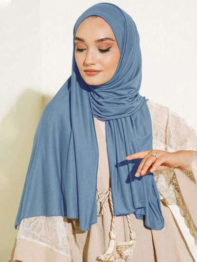 1件女士大号头巾，纯色柔软休闲围巾，可搭配长袍或连衣裙