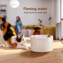 DOOOB Ceramic Cat Water Fountain, 2.1L/71oz Ceramic Cat Fountain, Automatic Ceramic Water Fountain For Cats, Pet Water Fountain With Ultra-Quiet Pump And Filter & Sponge (White) - 白色陶瓷貓噴泉 - 查看 6